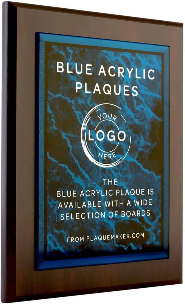 Personalized Blue Acrylic Award Plaque for Retirements and Achievements