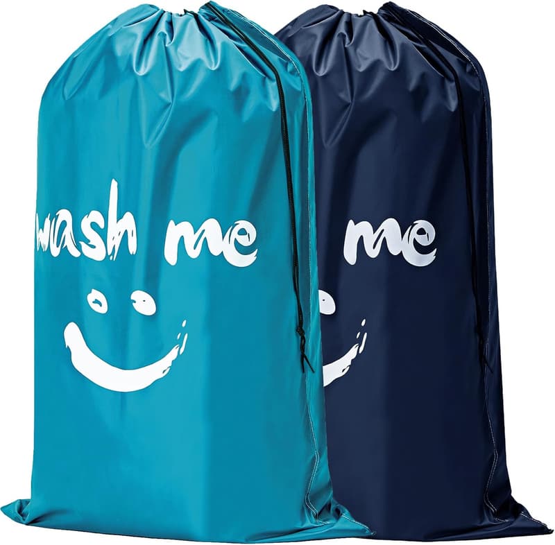 XL Wash Me Travel Laundry Bags - 2 Pack, Holds 4 Loads, Azure