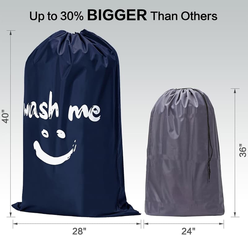 XL Wash Me Travel Laundry Bags - 2 Pack, Holds 4 Loads, Azure