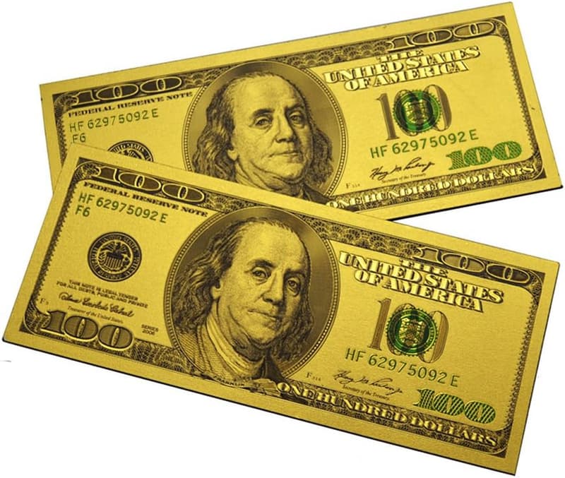 $100 Bill Magnet Set - 2pcs Lucky Money Magnets (Gold)