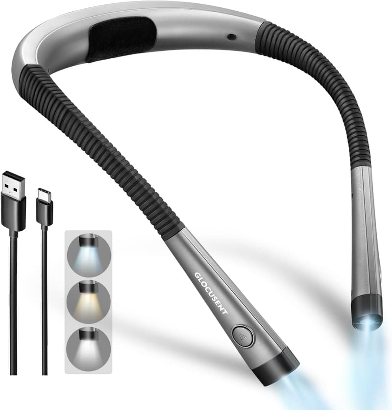 Rechargeable 3-Color Book Light with Adjustable Brightness