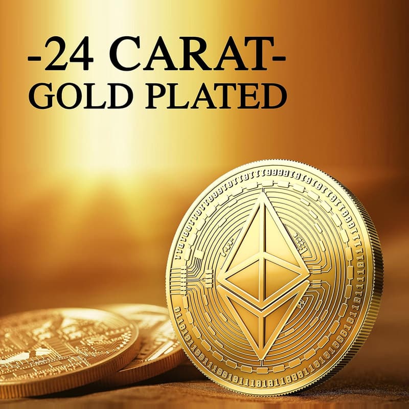 24-Carat Gold-Plated Ethereum Coin with Protective Case
