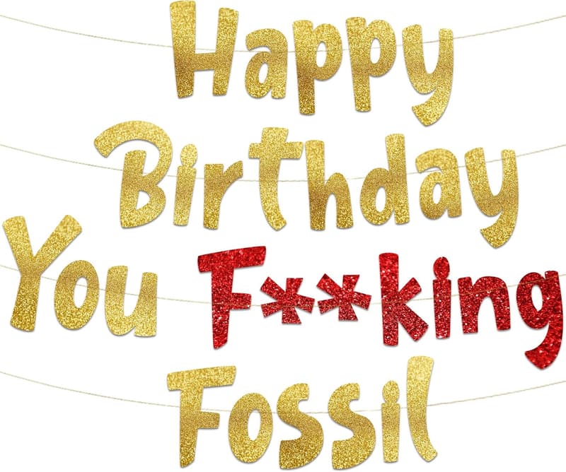 Gold Glitter Happy Birthday Banner for Men's Milestone Parties