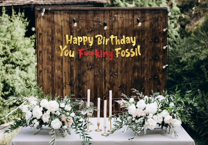 Gold Glitter Happy Birthday Banner for Men's Milestone Parties