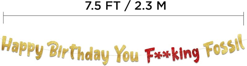 Gold Glitter Happy Birthday Banner for Men's Milestone Parties