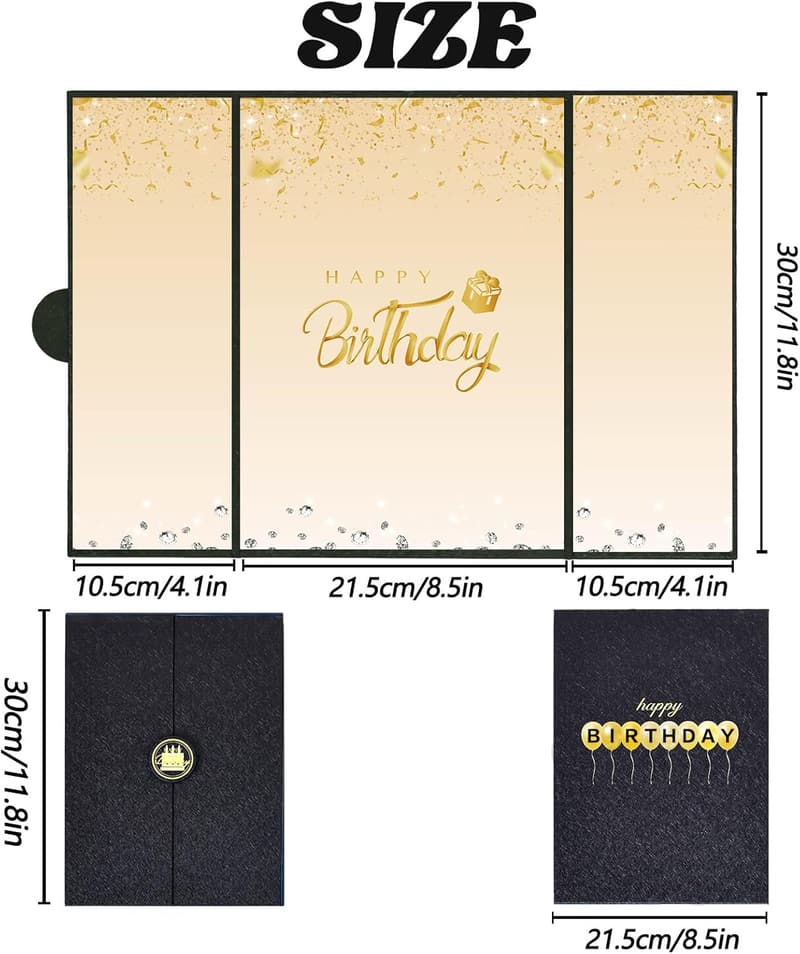 Black and Gold Birthday Sign-In Book for Men and Women