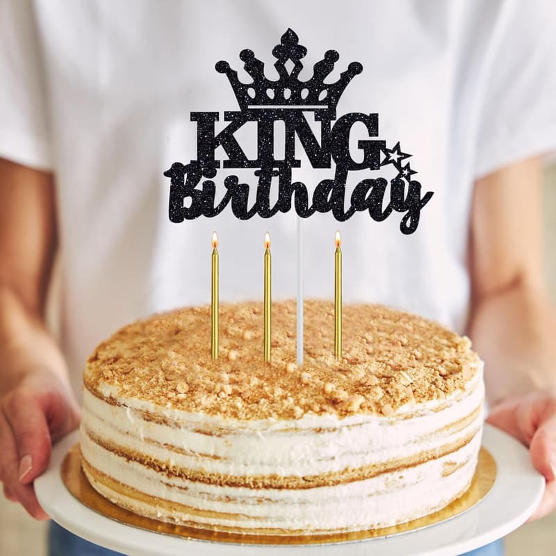 Men's Birthday Party Supplies: Crown, Sash, Cake Topper & Candles