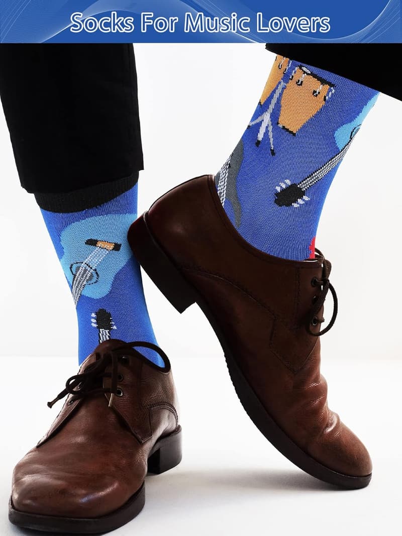 Music Lovers' Novelty Socks - 6 Pairs for Men's Gifts