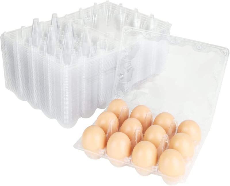 Clear Plastic Egg Cartons - 40 Pack, Reusable Storage for 12 Eggs