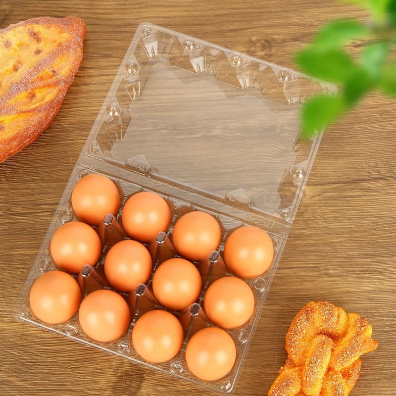 Clear Plastic Egg Cartons - 40 Pack, Reusable Storage for 12 Eggs