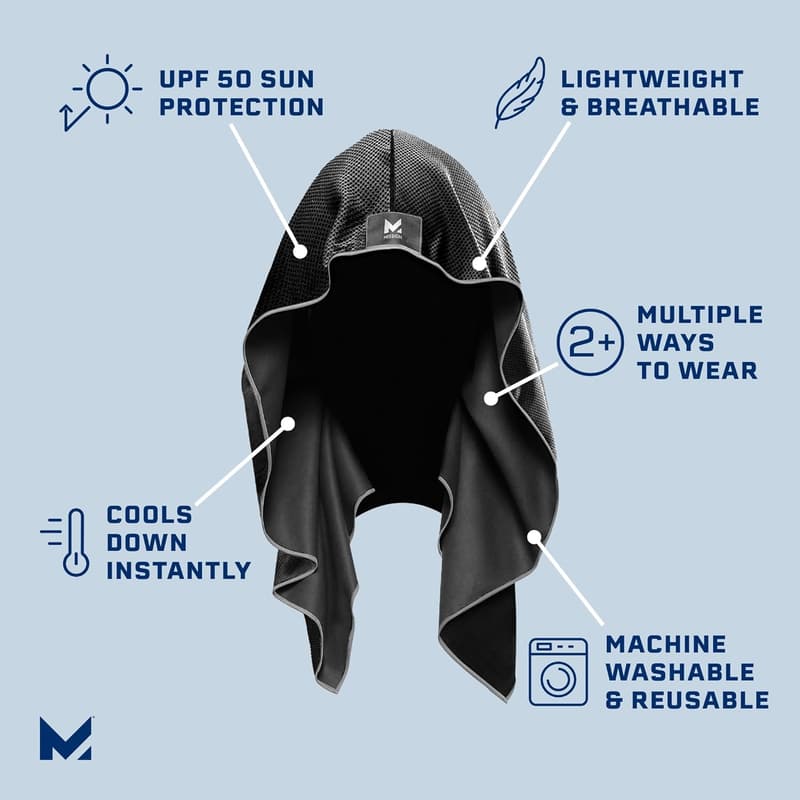 Cooling Hoodie Towel - Instant Cool, UPF 50, Ideal for Sports