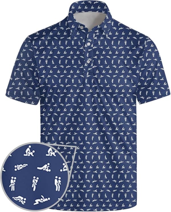 Funny Print Short Sleeve Golf Polos for Men