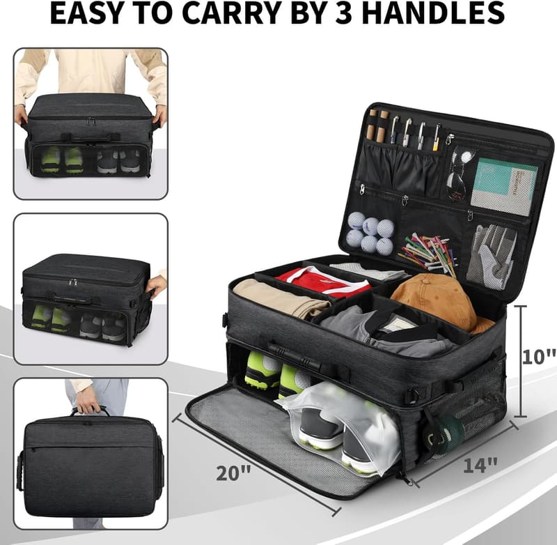 Extra Large Golf Trunk Organizer for Men - Water-Resistant, 2 Layers