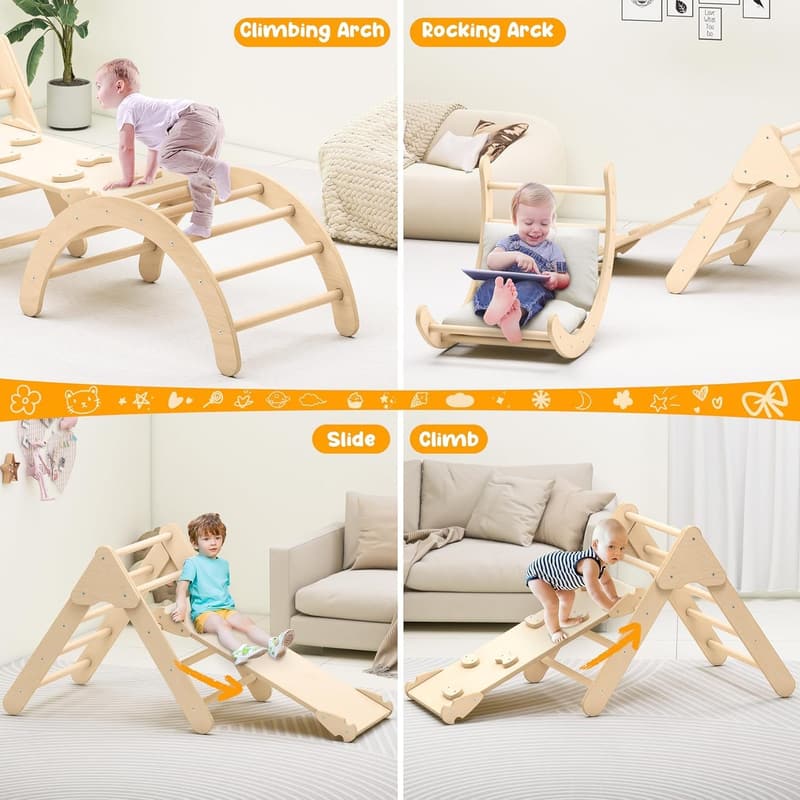 Montessori Indoor Climbing Toys Set for Toddlers, Foldable