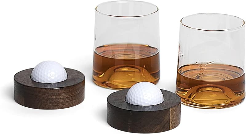 Golf Accessories Gift Set: Personalized Coaster & Whiskey Glasses