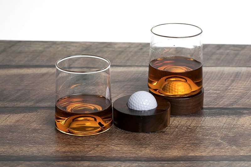 Golf Accessories Gift Set: Personalized Coaster & Whiskey Glasses