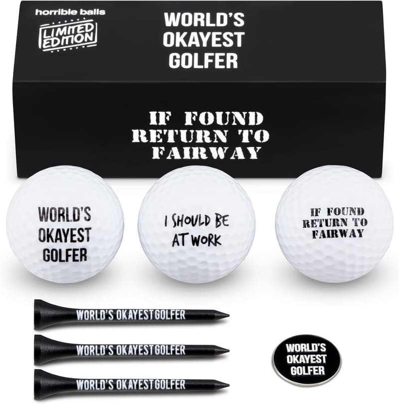 World's Okayest Golfer Gift Set - Funny Gag Present for Him