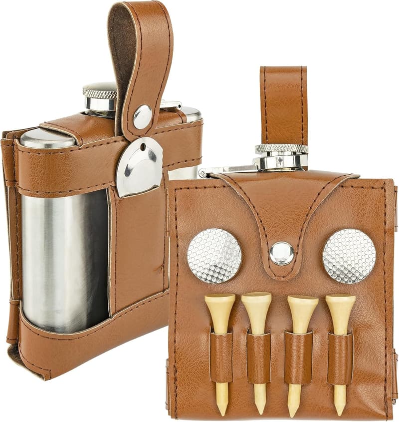 Father's Day Golf Flask Set with Tees & Divot Tool