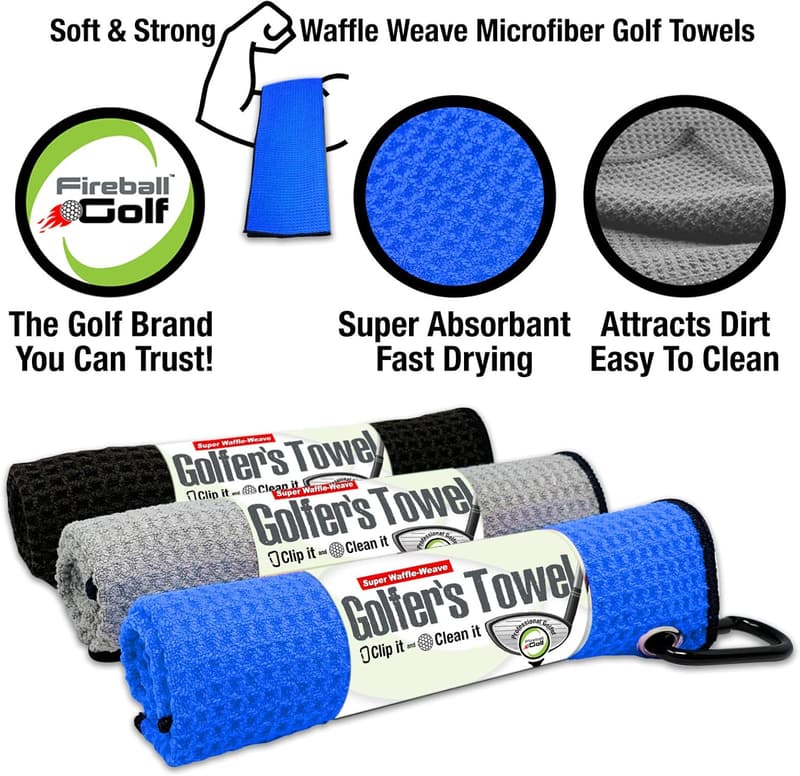 Golf Accessories Gift Set - 3 Towels, Divot Tool, Marker, Brush