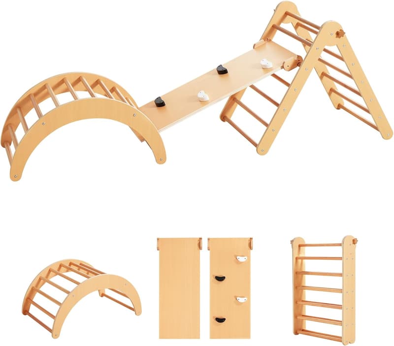 Montessori 4-in-1 Pikler Triangle Climber for Toddlers
