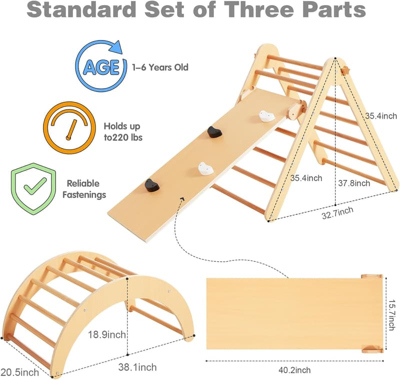 Montessori 4-in-1 Pikler Triangle Climber for Toddlers