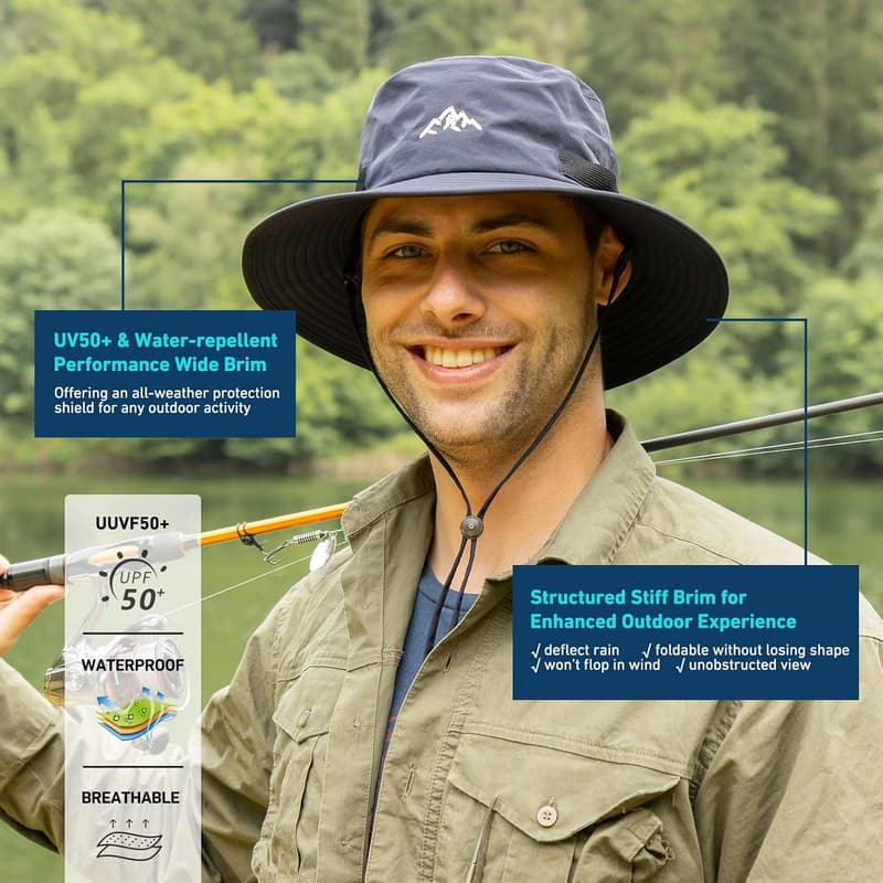 UV50+ Waterproof Bucket Hat for Fishing, Golf, Hiking