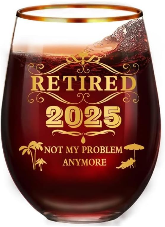 2025 Retirement Gift - Stemless Wine Glass for Coworkers