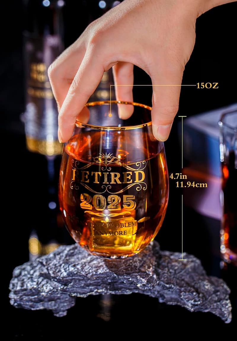 2025 Retirement Gift - Stemless Wine Glass for Coworkers