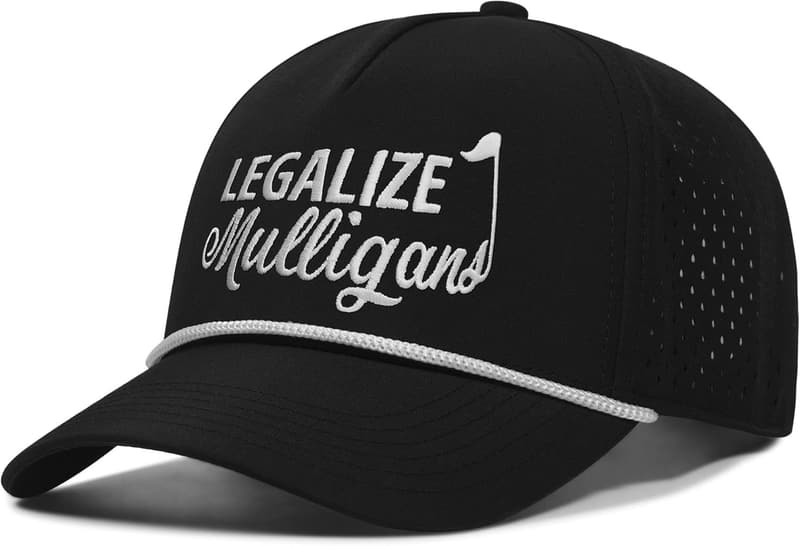 Legalize Mulligans Golf Hat for Men - Black/White Rope Design