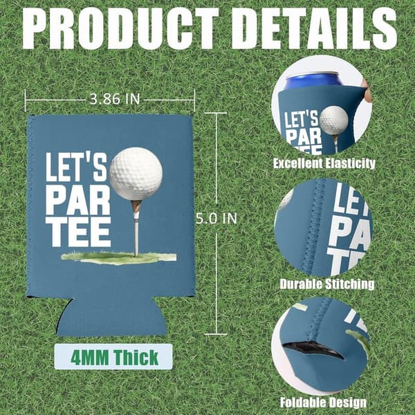 Golf Party Can Coolers - 6 Pack Reusable Neoprene Beer Sleeves
