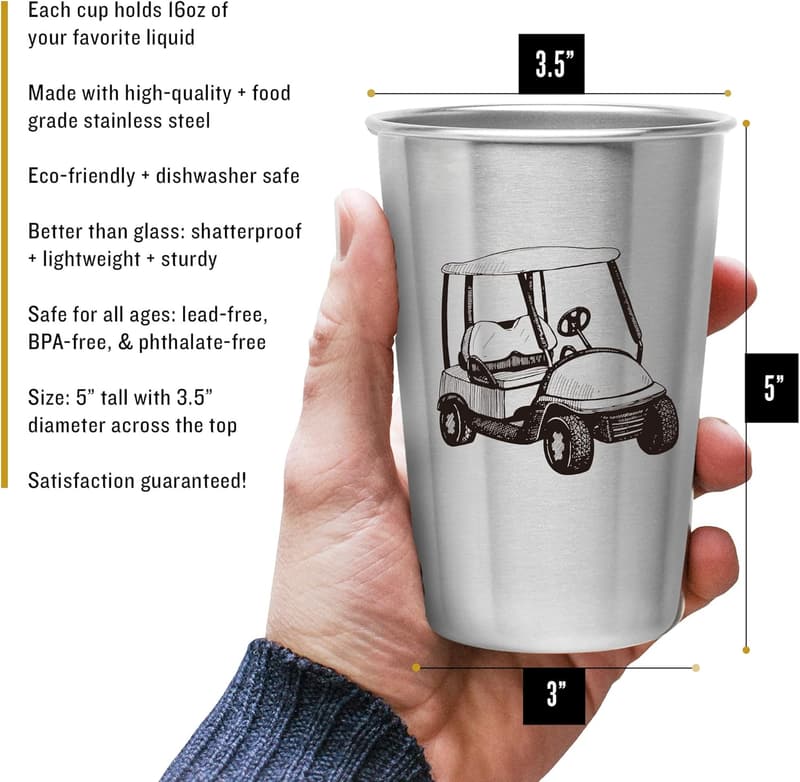 Golf Tumblers Set - 16oz Stainless Steel Gift for Dads and Golfers