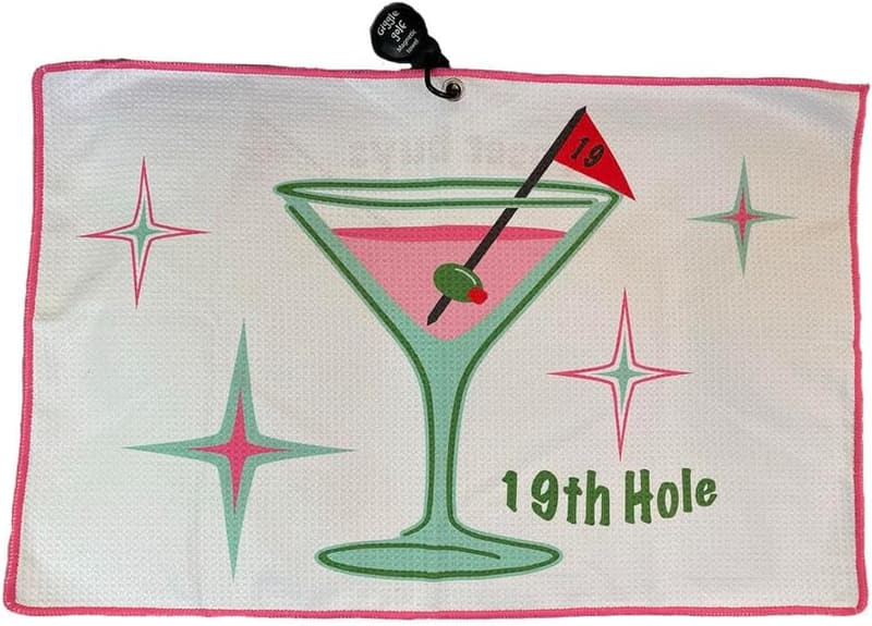 19th Hole Women's Golf Towel Set with Microfiber Towel and Tees