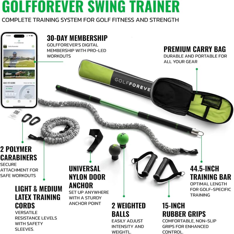 Golf Swing Trainer – Strength & Flexibility System with Training Bar