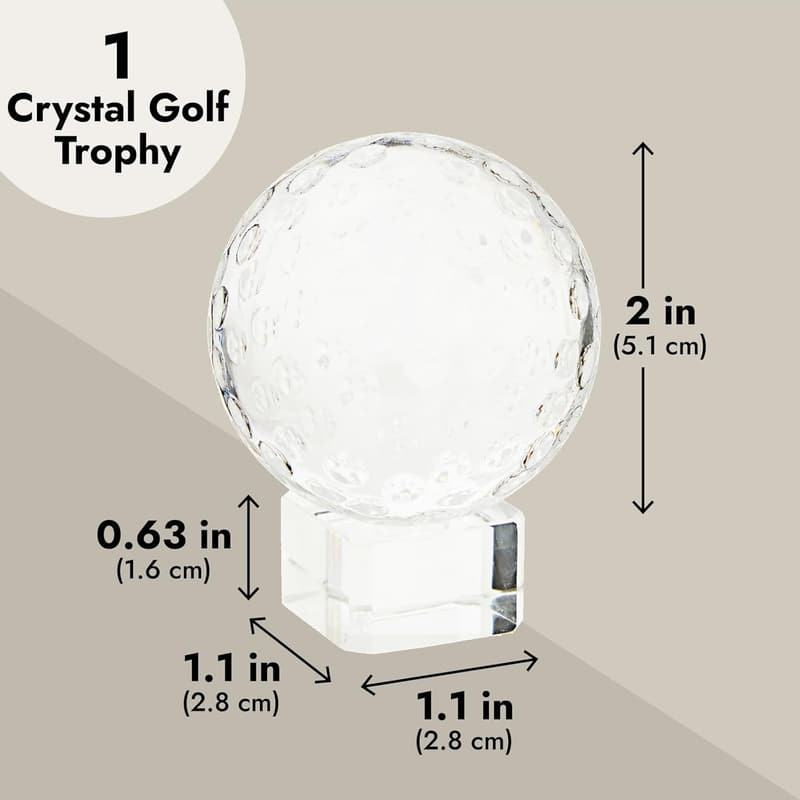 Crystal Golf Trophy for Sports Tournaments - 2 x 3 英寸