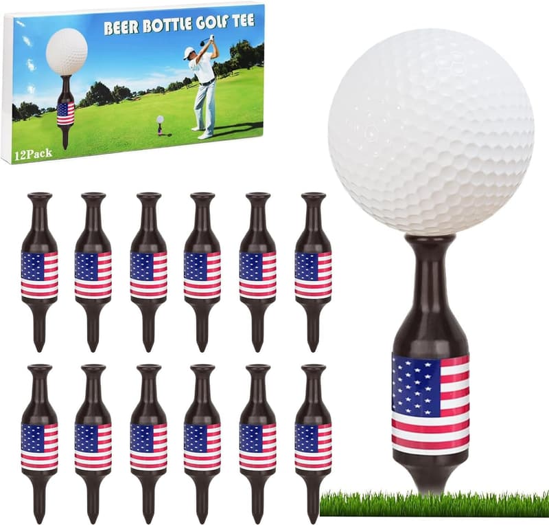 Beer Bottle Golf Tees - Set of 12 Plastic Accessories for Golfers