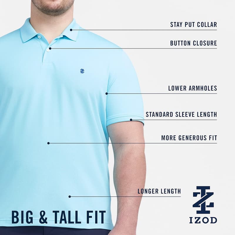 Men's Big and Tall Performance Short Sleeve Polo Shirt