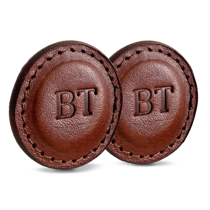 Father's Day Personalized Golf Ball Markers - Leather Monogrammed Set of 2