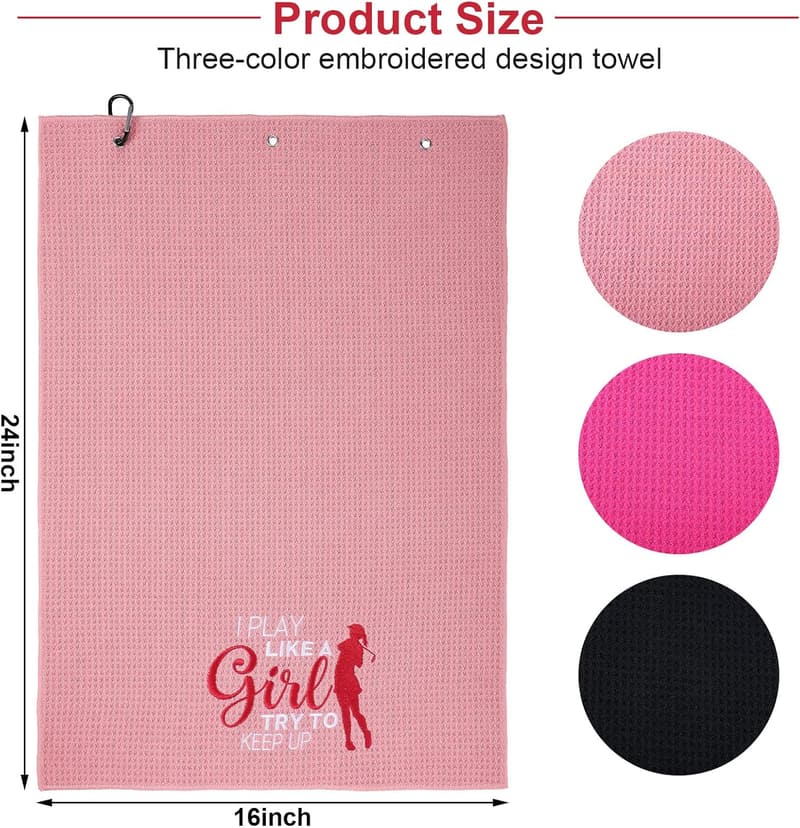 Golf Embroidered Towels Set with Clips | Gift for Men & Women
