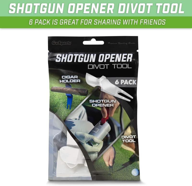 Golf Beer Shotgun Divot Tool & Cigar Holder Set - 6 Pack