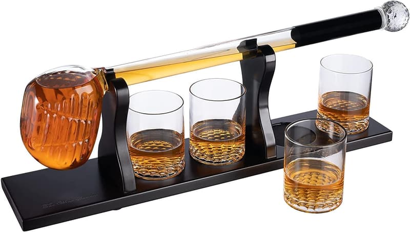 Golf Club Whiskey Decanter Set with 4 Glasses for Men