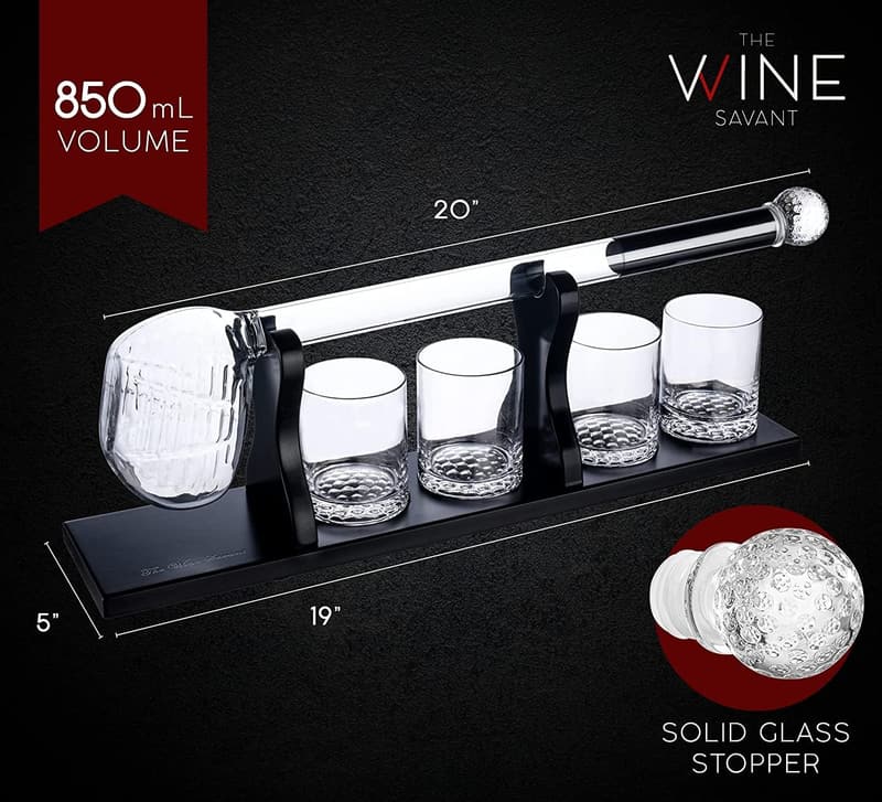 Golf Club Whiskey Decanter Set with 4 Glasses for Men