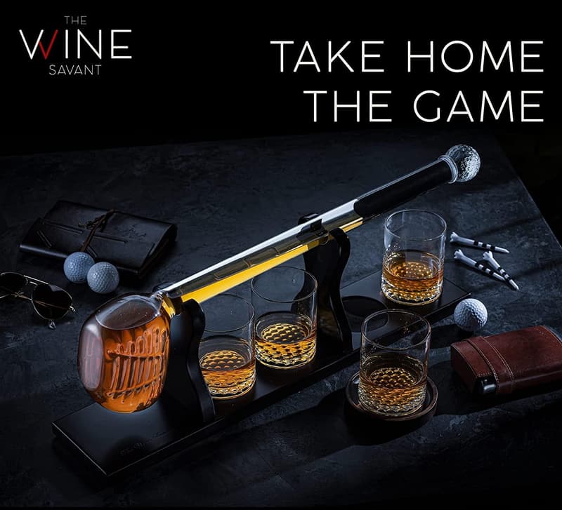 Golf Club Whiskey Decanter Set with 4 Glasses for Men