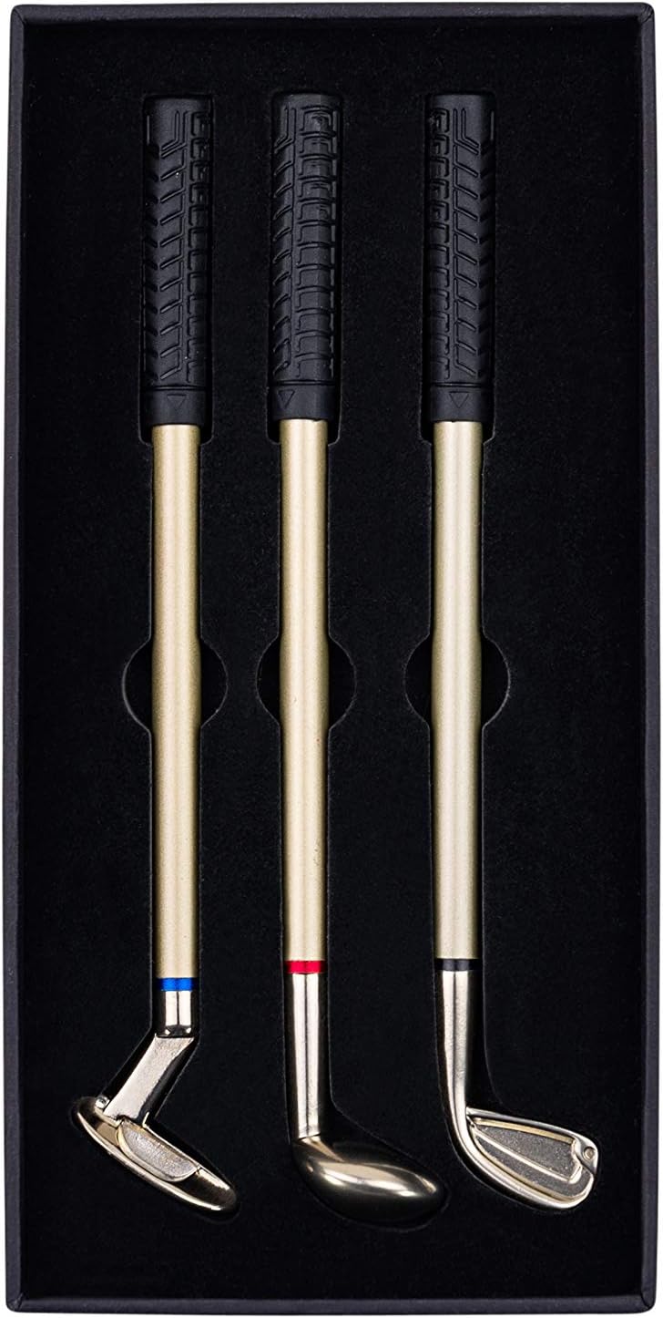 Golf Pen Set - 3 Mini Golf Club Pens - Unique Gifts for Dads