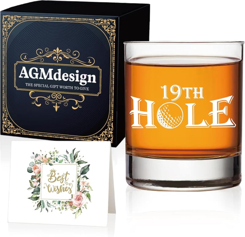 Funny 19th Hole Golf Whiskey Glasses - Unique Gift for Men
