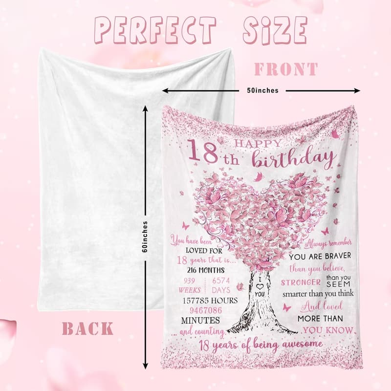 18th Birthday Blanket for Girls, 50