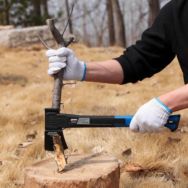 14” Outdoor Chopping Axe - Forged Carbon Steel, Shock-Reducing Handle
