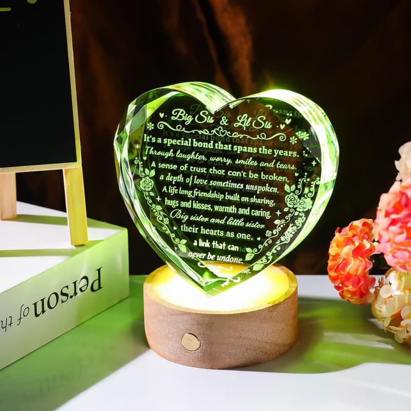Sister Birthday Gift - Crystal Heart Keepsake from Brother