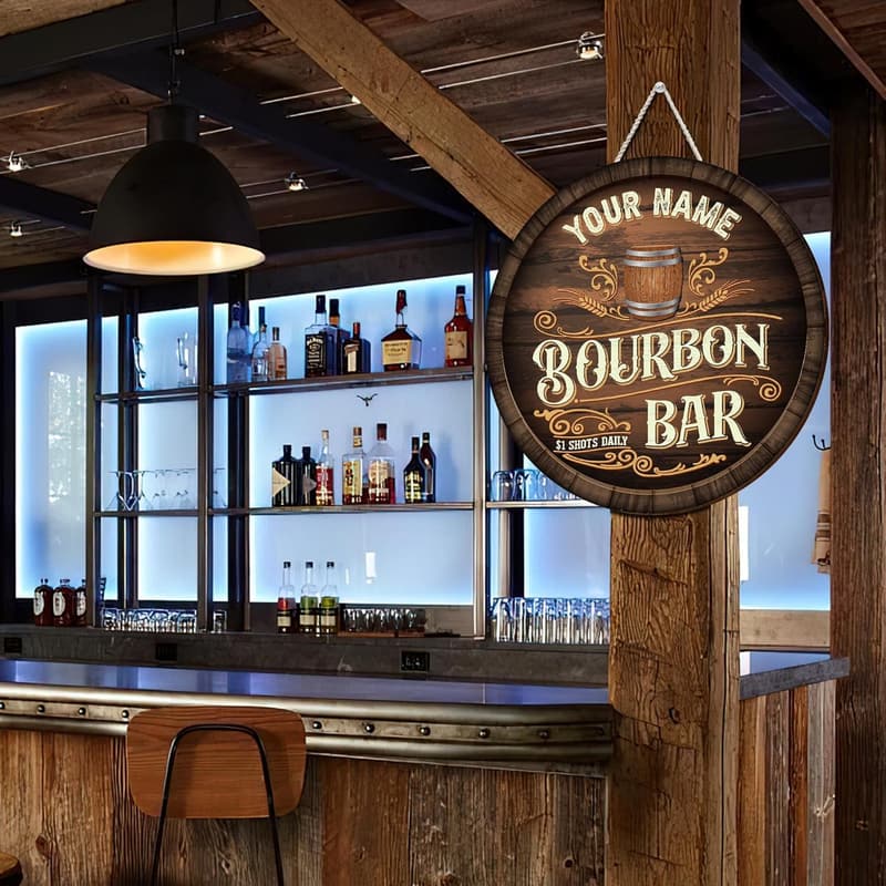 Custom Rustic Bourbon Bar Wall Sign for Man Cave (15)