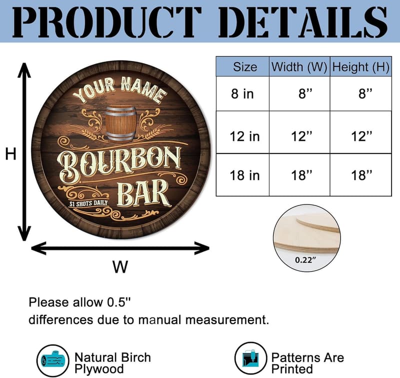 Custom Rustic Bourbon Bar Wall Sign for Man Cave (15)