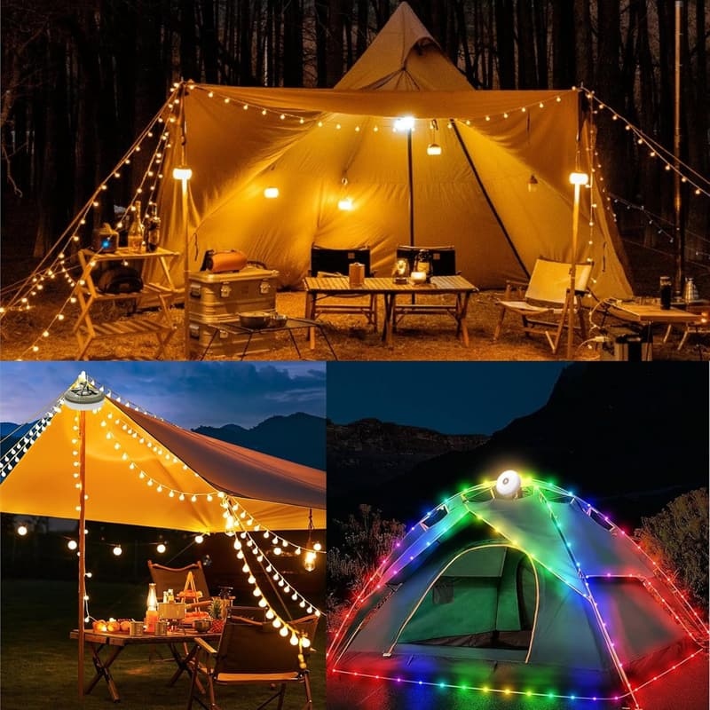 32.8FT Waterproof Camping String Lights with 8 Modes